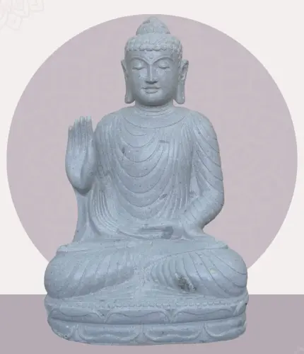 Product image of the product “Seated Buddha made of Riverstone in Abhaya Position - gesture of fearlessness, H. 82cm. ”